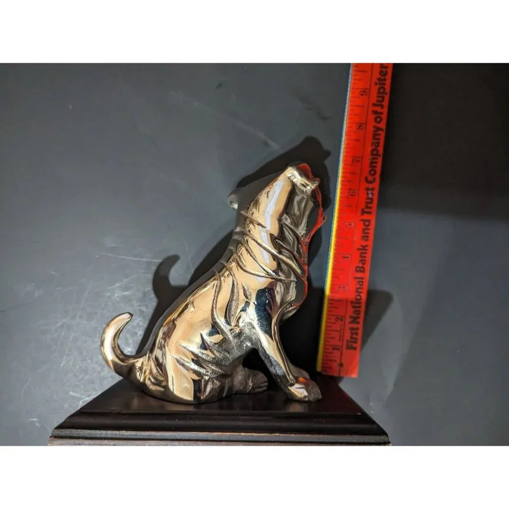 Cast Aluminum Pug/Bulldog‎ Figurine On Wooden Stand 7